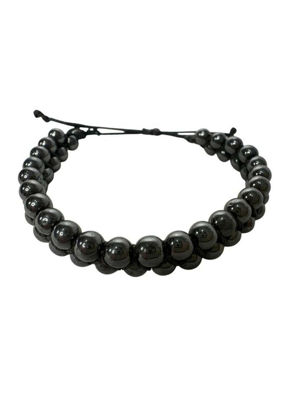 Hematite Beaded Adjustable Bracelet For Men Women Boho Artsy Gemstone Unisex